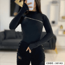 بادی آستین فینگردار مدل جلو زیپ