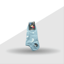 جوراب مچی زنانه نخی طرح ماه و ستاره رنگ طوسی