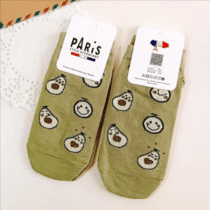 جوراب مچی فانتزی زنانه نخی طرح آواکادو کد 2