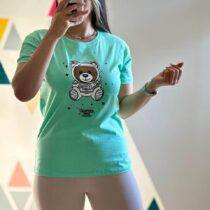 تیشرت تدی زنانه نخ پنبه چاپ تدی فضایی در 12 رنگ