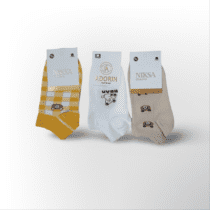 جوراب مچی زنانه طرح تدی رنگی بسته 3 عددی