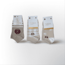 جوراب مچی زنانه طرح تدی نسکافه ای بسته ۳ عددی کد ۲