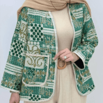 مانتو کتی گیلدخت کوک دوزی طرحدار گلیمی کد سبز