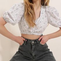 شومیز مجلسی زنانه آستین پرنسسی گلدار 2 - Trend Alaçatı Stili ALCM-006-001