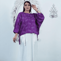 ست اسپرت دو پی اس تونیک و سارافون شیک 2ps پل تی Denim طرح فیل رنگ بنفش