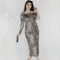 ماکسی پلنگی یقه رومی مجلسی اسپرت طرح 1