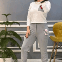 ست بلوز شلوار عروسکی زنانه دورس پنبه دو نخ رنگبندی