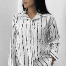 شومیز پری راه راه سفید زنانه دخترانه فریسایز