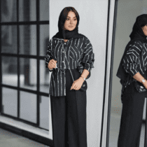 شومیز پری راه راه مشکی زنانه دخترانه فریسایز