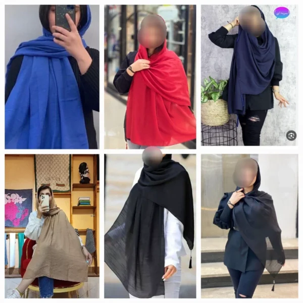 شال نخی ساده اسلپ منگوله‌دار