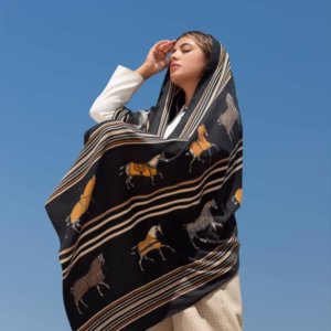 شال موهر پاییزه طرح مینیمال مشکی