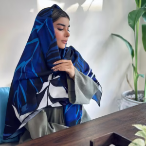 روسری مجلسی نخی پاییزه 01495 طرح آبی