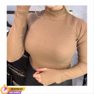 بادی کبریتی زنانه یقه اسکی مدل آستین فینگر