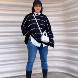 بافت راه راه ریز یقه گرد آکریلیک در 8 رنگ