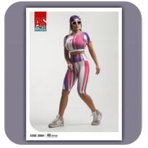 ست اسپرت زنانه کراپ و شلوارک sevil-25554-04