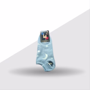 جوراب مچی زنانه نخی طرح ماه و ستاره رنگ طوسی