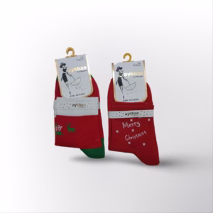 جوراب نیم ساق زنانه طرح کریسمس کد Aykhan بسته 2 عددی