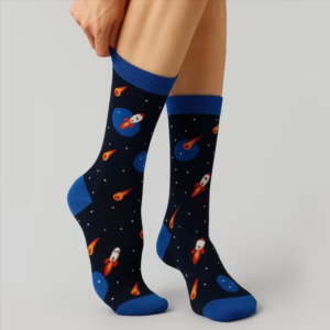 جوراب ساقدار نخ پنبه اسپرت کهکشانی طرح 3