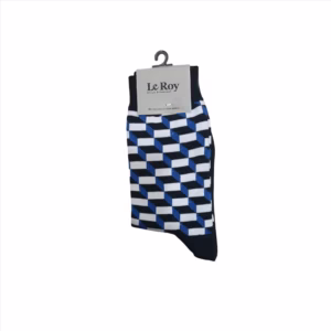 جوراب ساقدار اسپرت هنری چهارخونه مشکی آبی پر رنگ نخ پنبه