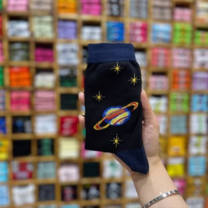 جوراب ساقدار نخ پنبه کهکشانی طرح 2