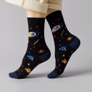 جوراب ساقدار نخ پنبه کهکشانی طرح 1