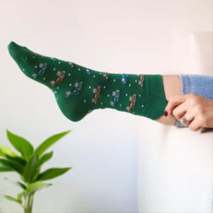 جوراب ساقدار نخ پنبه اسپرت ماشین سبز