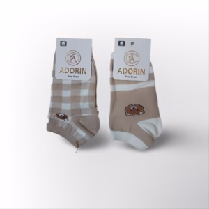 جوراب مچی زنانه طرح تدی نسکافه ای بسته 2 عددی