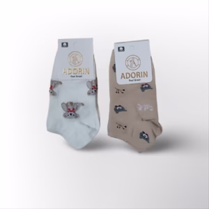 جوراب مچی زنانه طرح تدی رنگی بسته 2 عددی کد 1