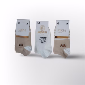 جوراب مچی زنانه طرح تدی رنگی بسته 3 عددی کد 3