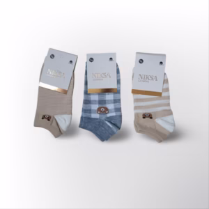 جوراب مچی زنانه طرح تدی رنگی بسته 3 عددی کد 2