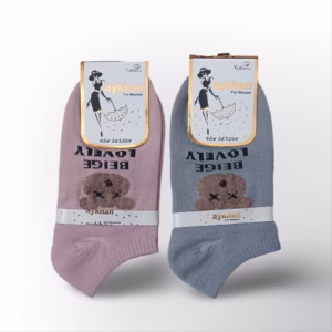 جوراب مچی زنانه طرح تدی بوکله دوزی 2 عددی کد 2