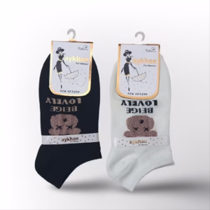 جوراب مچی زنانه طرح تدی بوکله دوزی 2 عددی