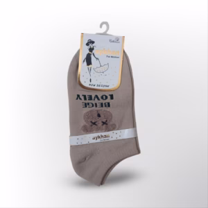 جوراب مچی زنانه طرح تدی بوکله دوزی رنگ نسکافه ای