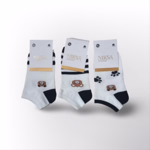 جوراب مچی زنانه طرح تدی مشکی بسته 3 عددی