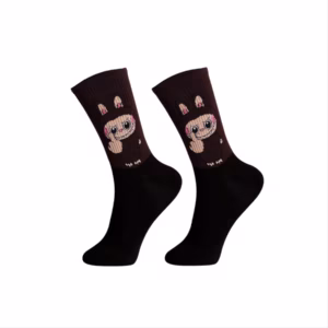 جوراب ساق بلند نخ پنبه لبوبو رنگ قهوه ای