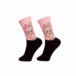 جوراب ساق بلند نخ پنبه لبوبو رنگ صورتی