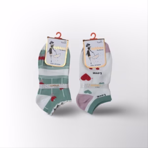 جوراب مچی فانتزی زنانه طرح Love بسته 2 عددی کد 3