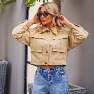 کت کتان اسپرت کتان زنانه مدل کراپ در 5 رنگ جذاب