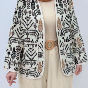 مانتو کتی گیلدخت کوک دوزی طرحدار کاج کد مشکی