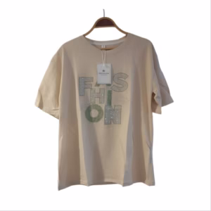 تیشرت نخ پنبه نگینی زنانه دخترانه وارداتی Fashion رنگ فیلی فریسایز