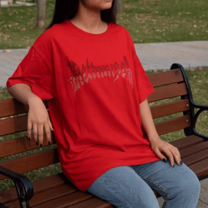 تیشرت نخ پنبه نگینی زنانه وارداتی رنگ قرمز کد 2