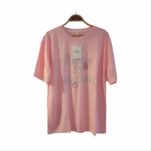 تیشرت نخ پنبه نگینی زنانه دخترانه وارداتی رنگ صورتی