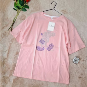 تیشرت نگینی زنانه وارداتی میکی موس سفید و صورتی فریسایز