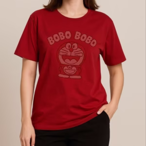 تیشرت نخ پنبه نگینی زنانه دخترانه وارداتی سفید و قرمز فریسایز