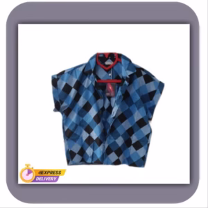 شومیز کراپ زنانه کد Ni مدل چهارخانه رنگ آبی