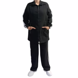 ست مانتو شلوار کتان کش سه خط اسپرت مدل بامبو