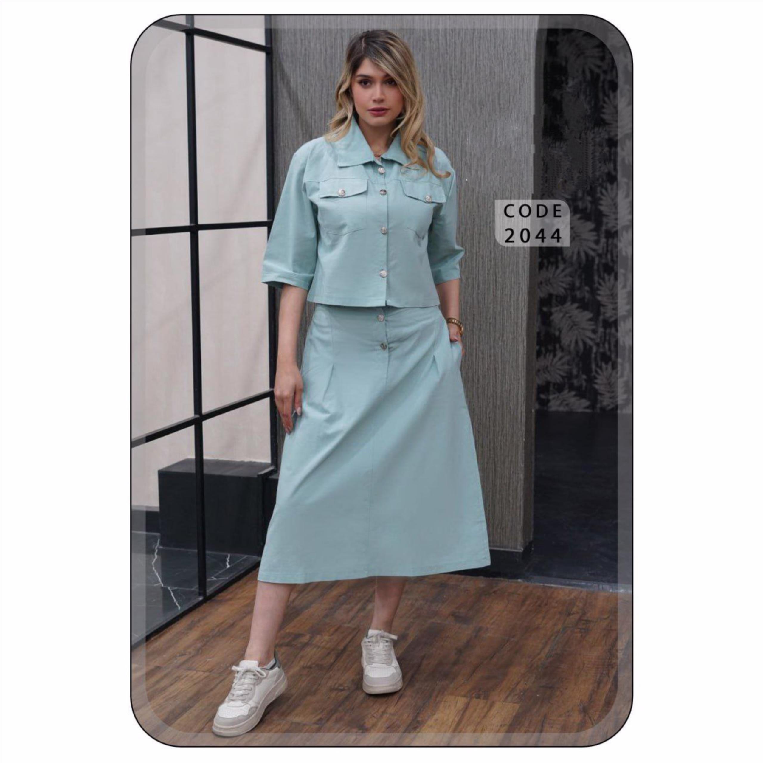 ست کت و دامن لینن وارداتی در 3 رنگ - تصویر