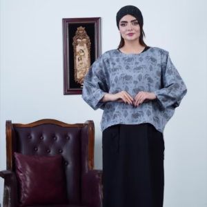 ست دو پی اس اسپرت زنانه تونیک و سارافون شیک 2ps پل تی Denim طرح فیل رنگ طوسی