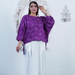 ست اسپرت دو پی اس تونیک و سارافون شیک 2ps پل تی Denim طرح فیل رنگ بنفش