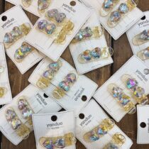 گیره مو سر کریستالی آکواریومی تق تقی وارداتی کارتی 2 عددی